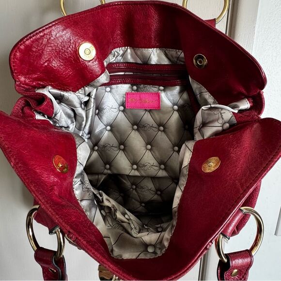 Vintage Betsey Johnson y2k Red Gold Large Hobo Bag - Picture 6 of 7